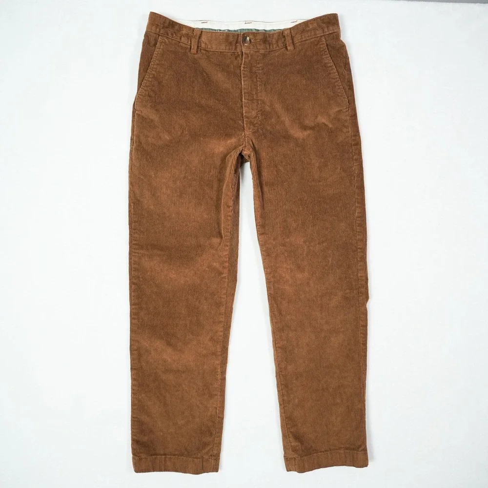 LL Bean Mens Classic Fit Corduroy Pants Brown 32x28 Stretch Cotton Straight Leg